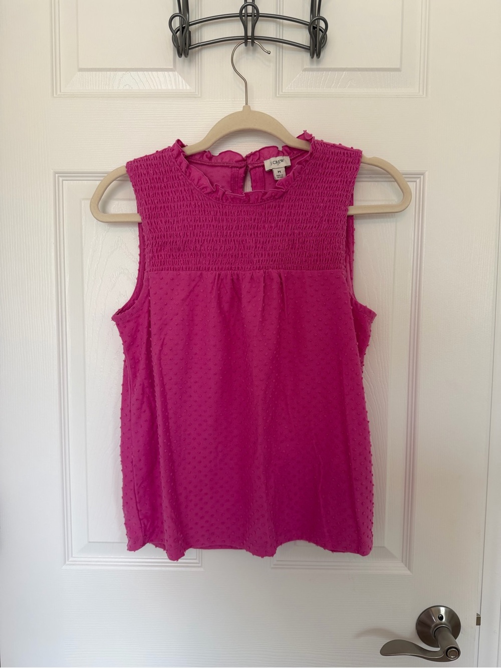 J. Crew Fuchsia Smocked Yoke Sleeveless Camisole